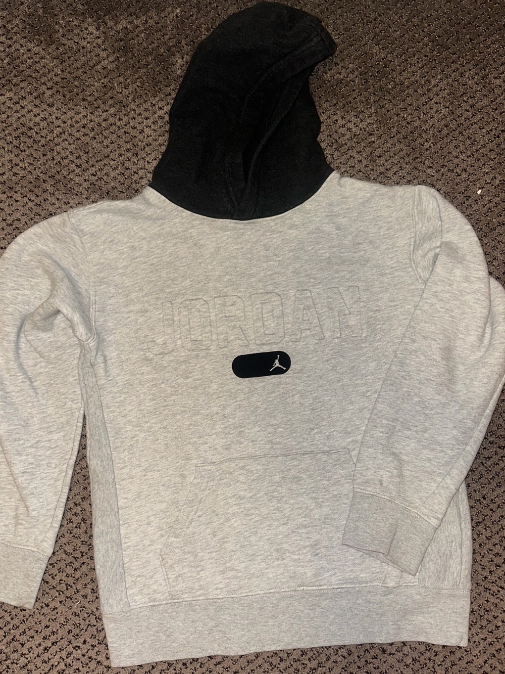 Jordan Boys Light Gray Hoodie with Black Hood